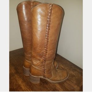 Vintage Frye Braided Detail, Stacked-heel Boots